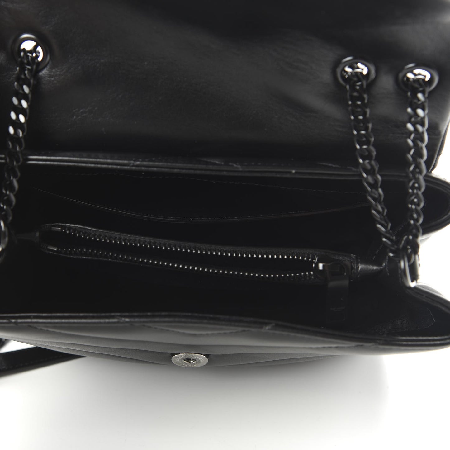 Calfskin Y Quilted Monogram Small Loulou Chain Satchel Black