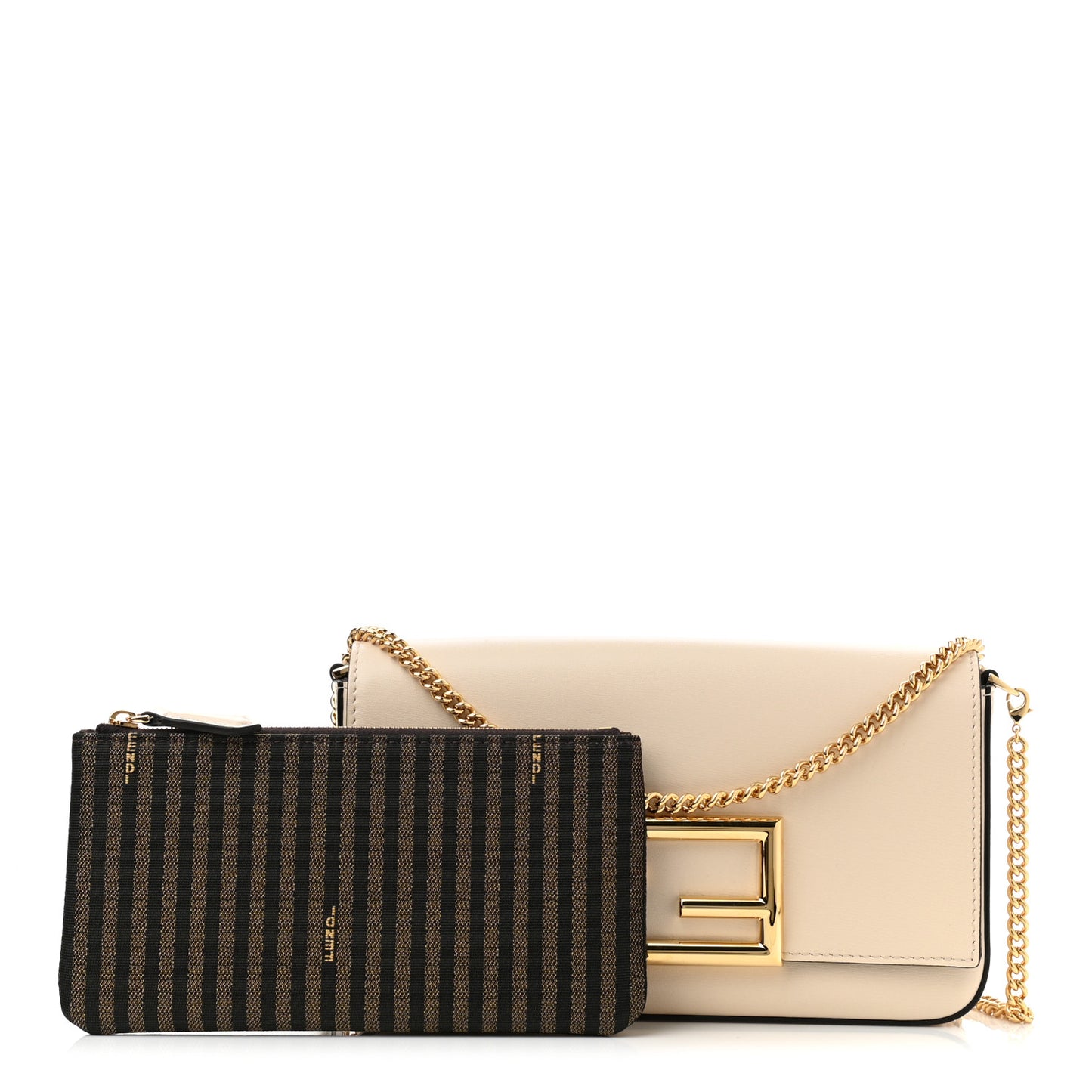 Vitello Palmellato Wallet on Chain with Pouches Camelia