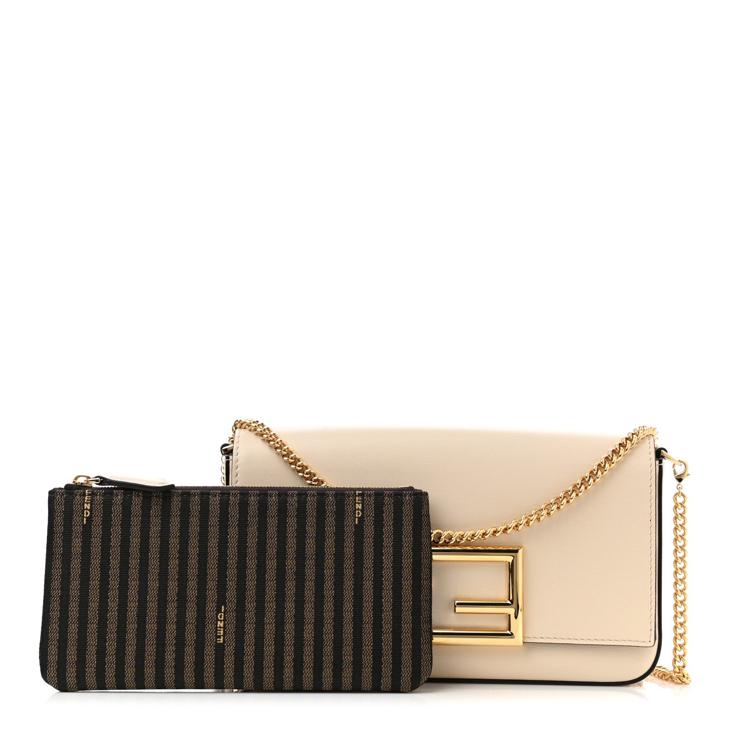 Fendi Vitello Palmellato Wallet on Chain with Pouches Camelia 2 of 12