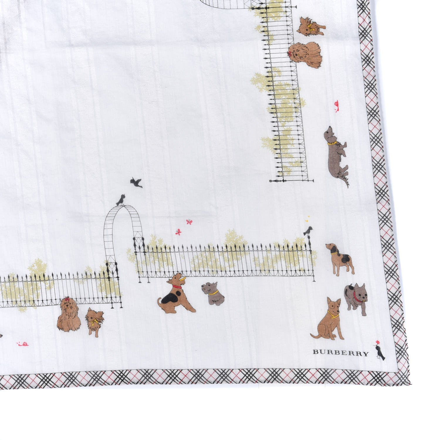 Burberry Cotton House Check Dog Print Square Scarf White Multicolor 2 of 2