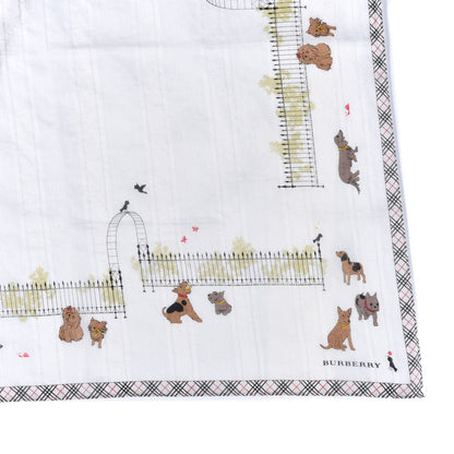 Burberry Cotton House Check Dog Print Square Scarf White Multicolor 2 of 2