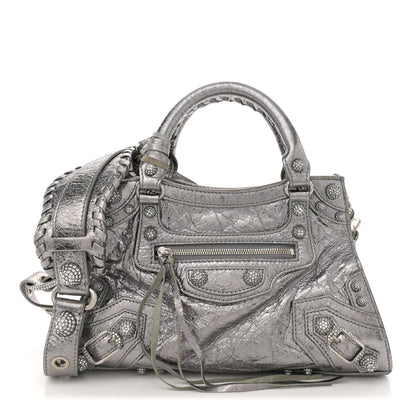 Balenciaga Agneau Arena Crystal Neo Cagole Handbag XS Silver 1 of 12
