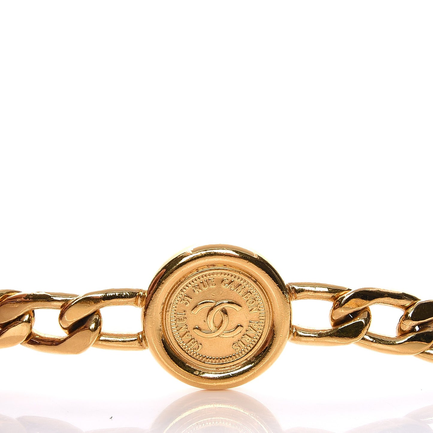 Metal Chain CC Medallion Belt Gold