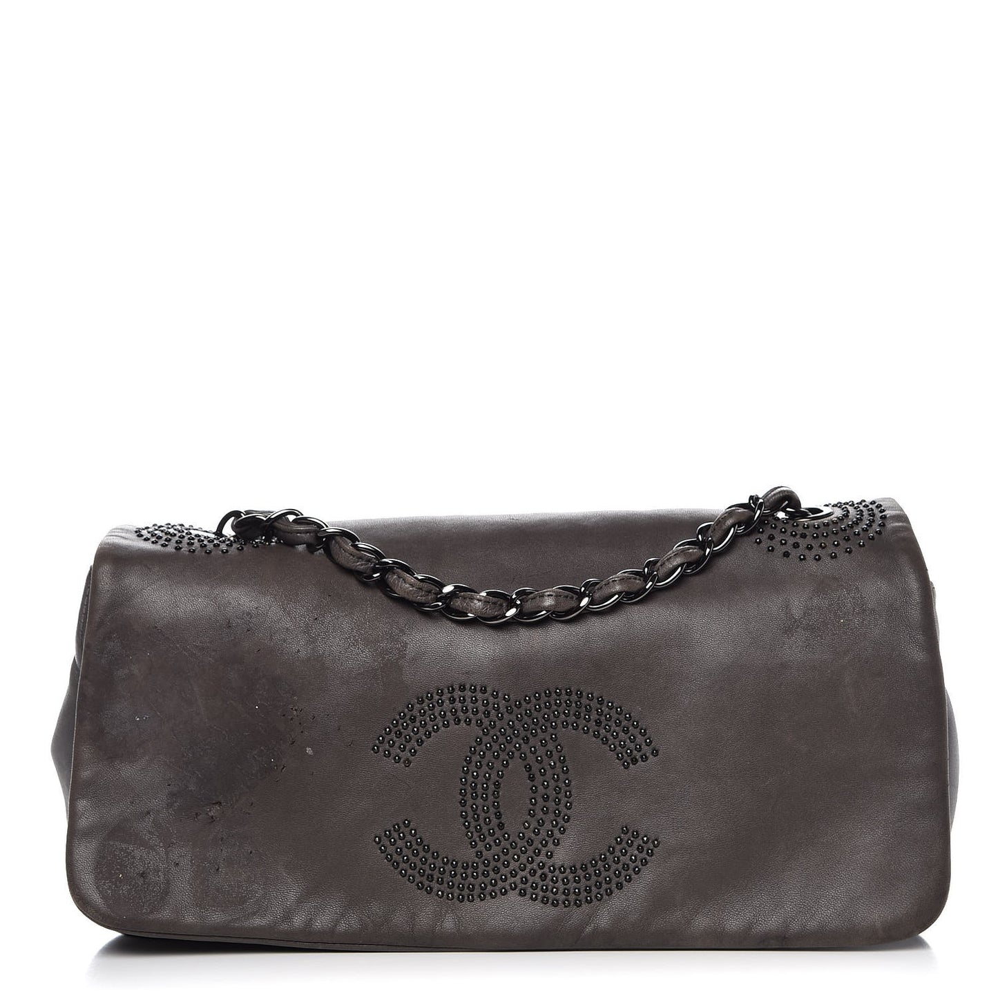 Lambskin Studded CC East West Flap Grey