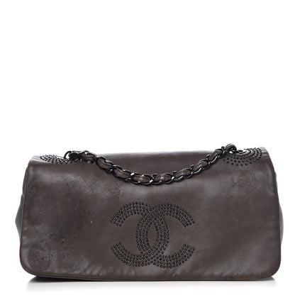 Chanel Lambskin Studded CC East West Flap Grey 1 of 14