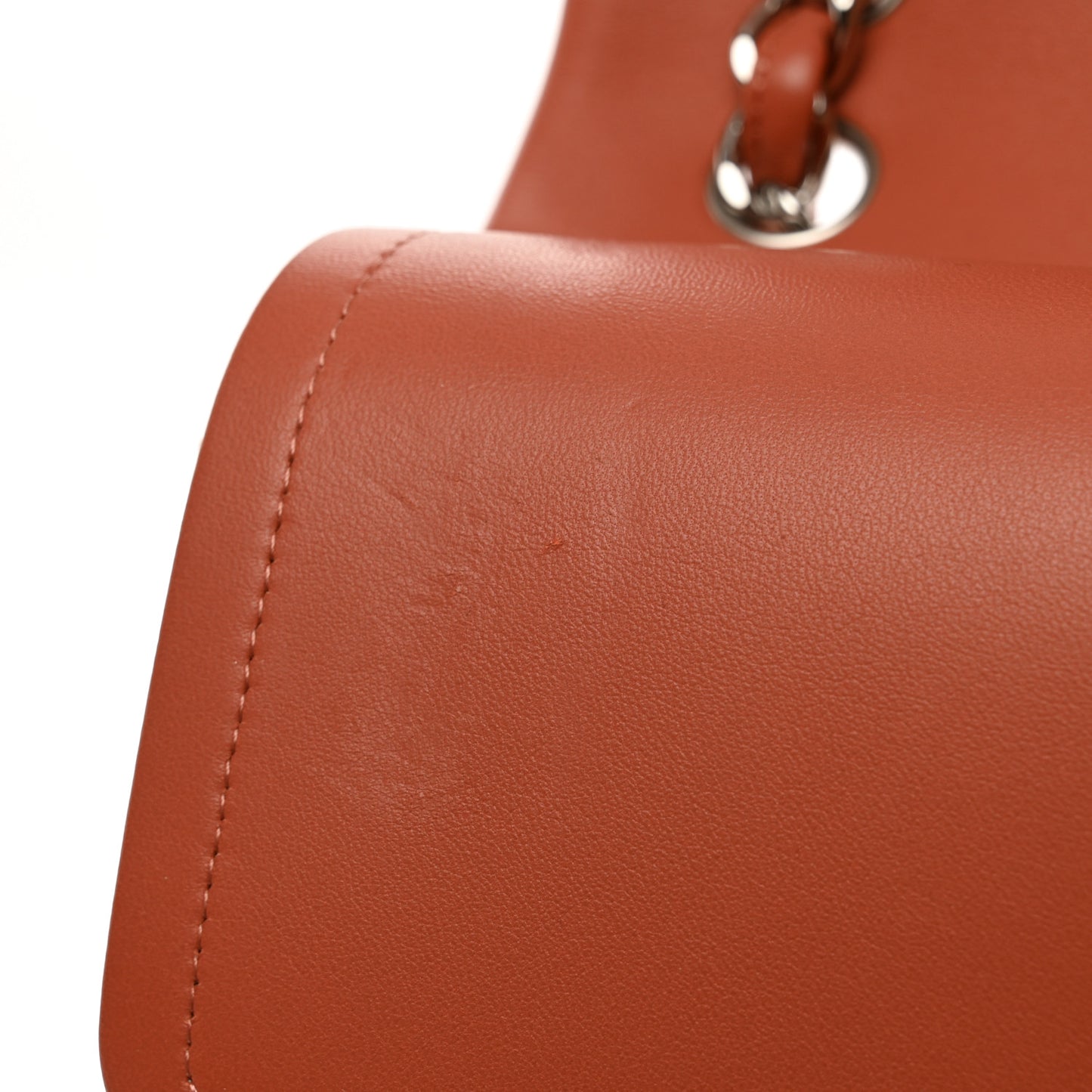 Lambskin Quilted Jumbo Double Flap Orange