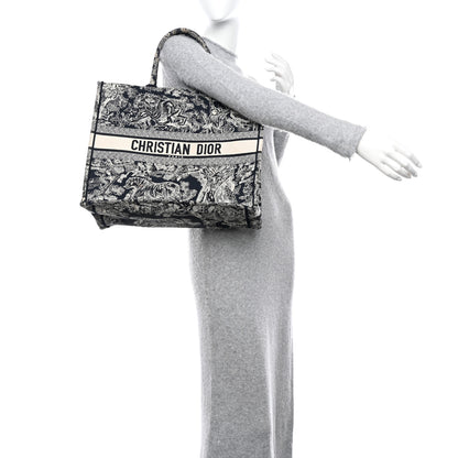Christian Dior Canvas Embroidered Large Dioriviera Toile De Jouy Reverse Book Tote Blue 2 of 13
