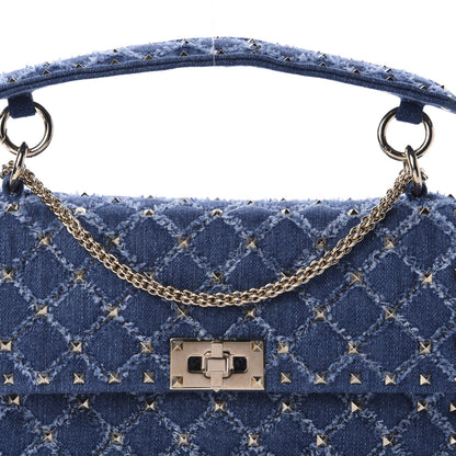 Valentino Garavani Denim Medium Rockstud Spike Shoulder Bag Denim 9 of 9