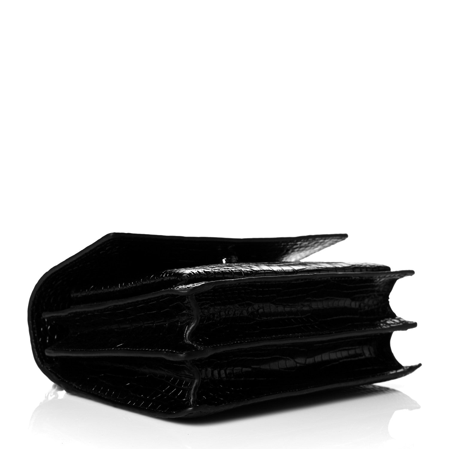 Saint Laurent Calfskin Crocodile Embossed Medium Monogram Sunset Black 4 of 10
