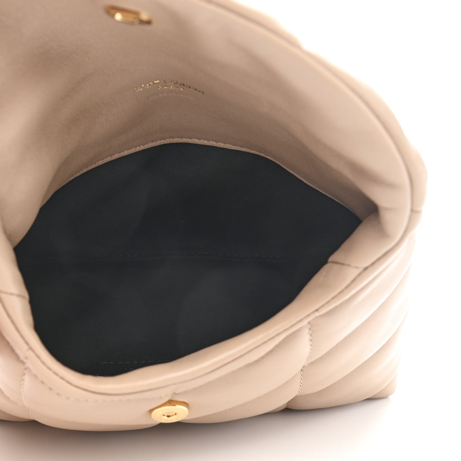 Saint Laurent Lambskin Monogram Loulou Puffer Pouch Clutch Dark Beige 5 of 7