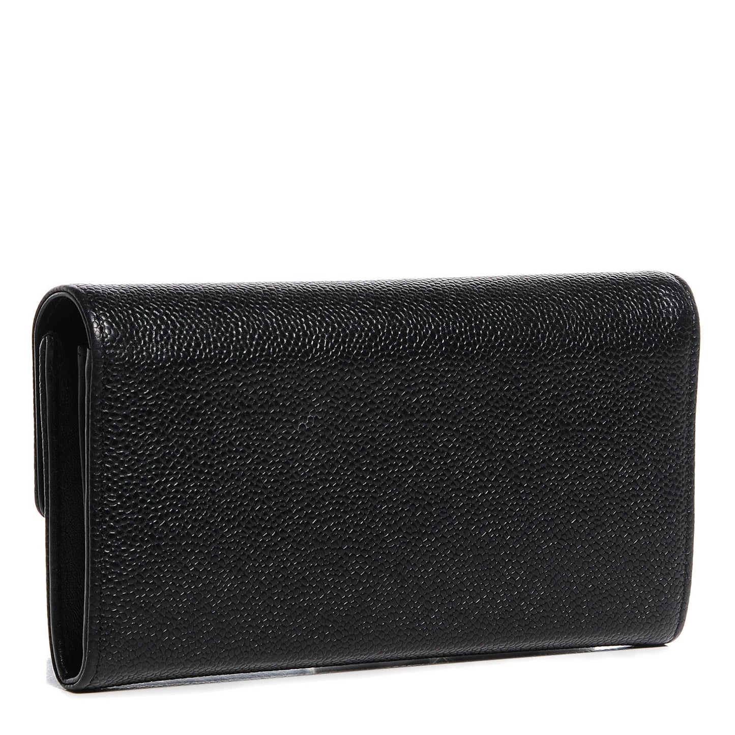 Caviar Large Gusset Flap Wallet Black