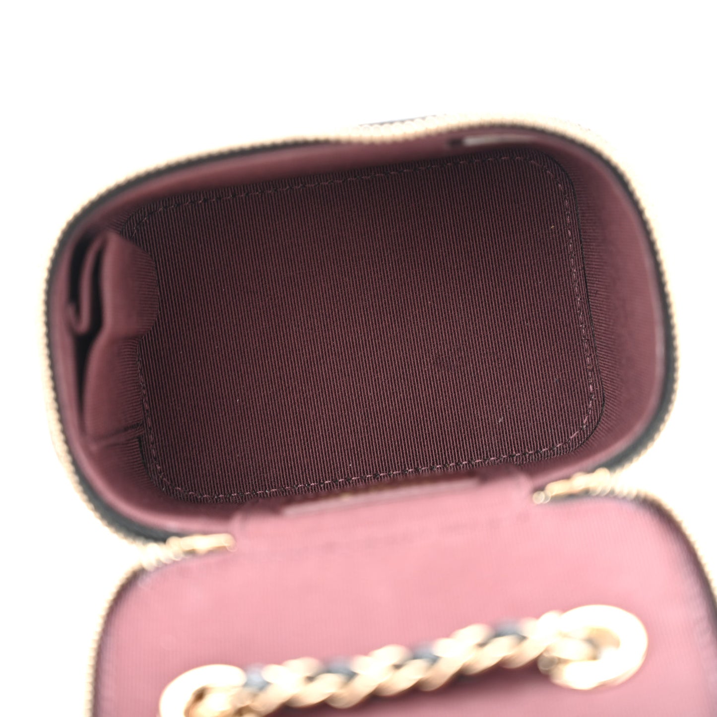 Caviar Quilted Mini Vanity Case With Chain Black