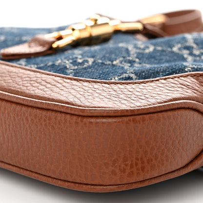 Gucci New Denim GG Monogram Calfskin Mini Jackie 1961 Hobo Blue Tea Cuir 9 of 9