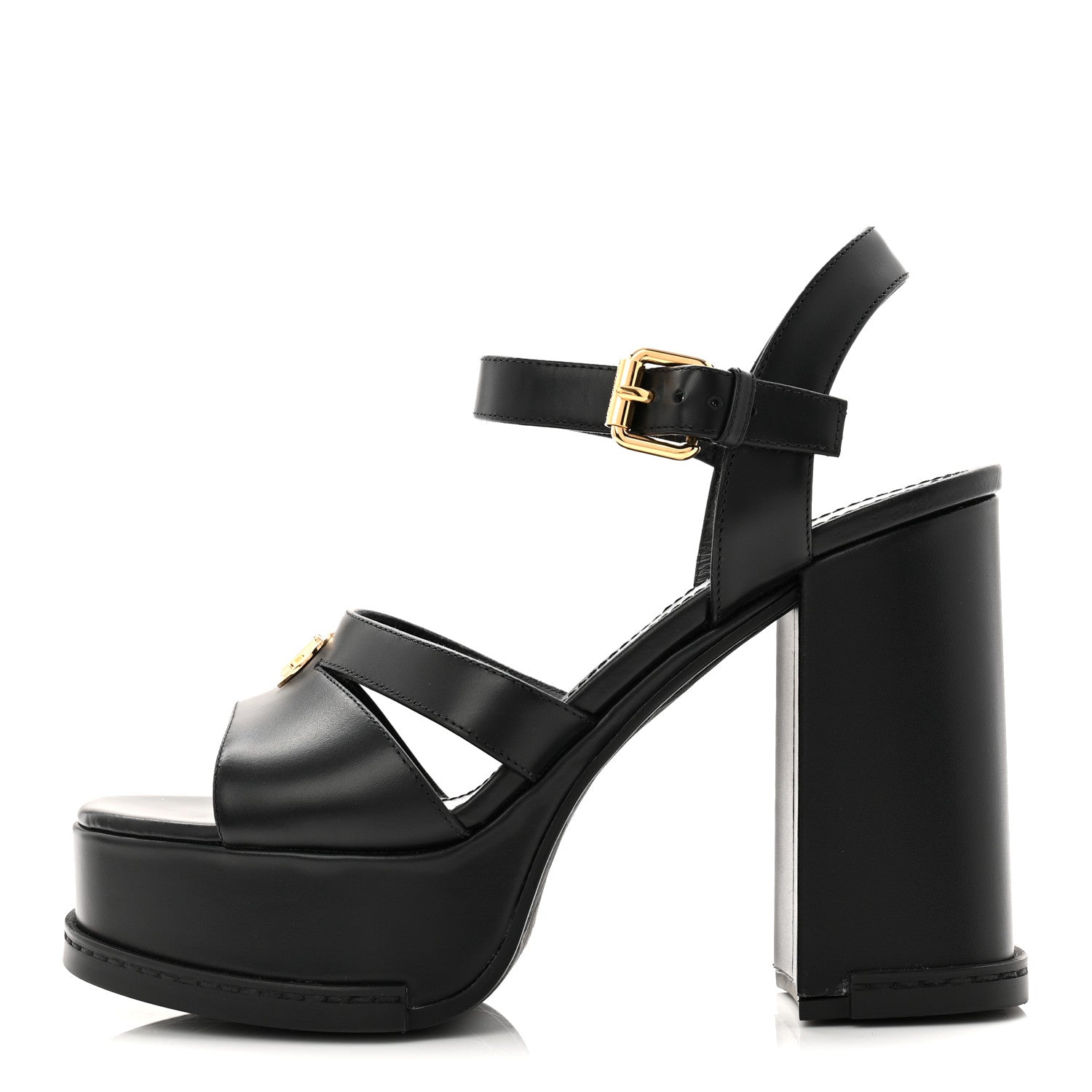 Louis Vuitton Calfskin Maya Platform Sandals 36.5 Black 1 of 9