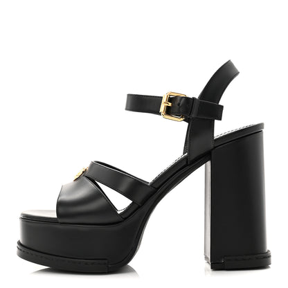 Louis Vuitton Calfskin Maya Platform Sandals 36.5 Black 1 of 9