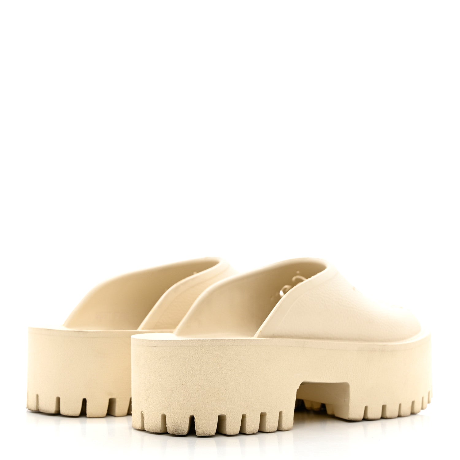 Gucci Rubber GG Monogram Perforated Elea Platform 55mm Lug Sole Sandals 37 Mystic White 4 of 13
