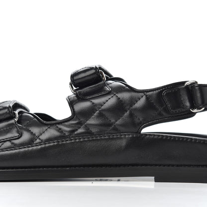 Chanel Lambskin Velcro Dad Sandals 41 Black 9 of 13