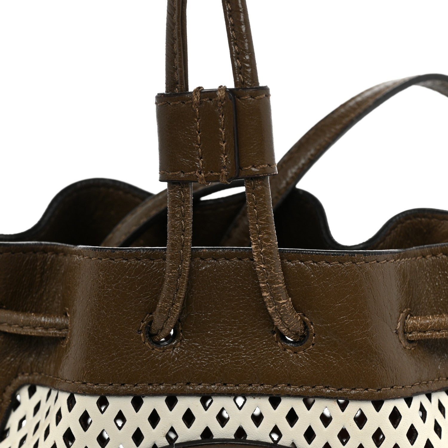 Fendi Vitello Liberty Glossy Lambskin F is Fendi Perforated Mini Mon Tresor Bucket Bag White Ice Rust Maya 14 of 14