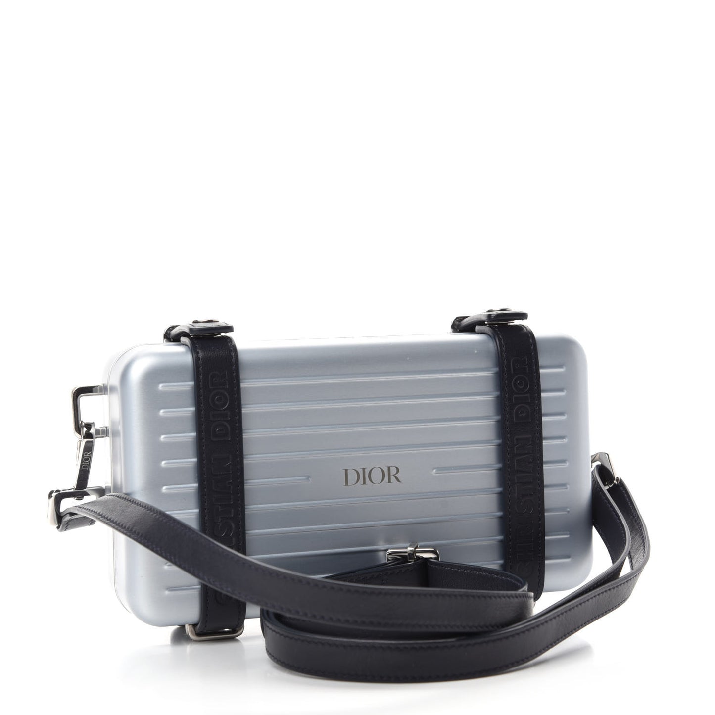 X RIMOWA Aluminum Personal Clutch On Strap Bleu