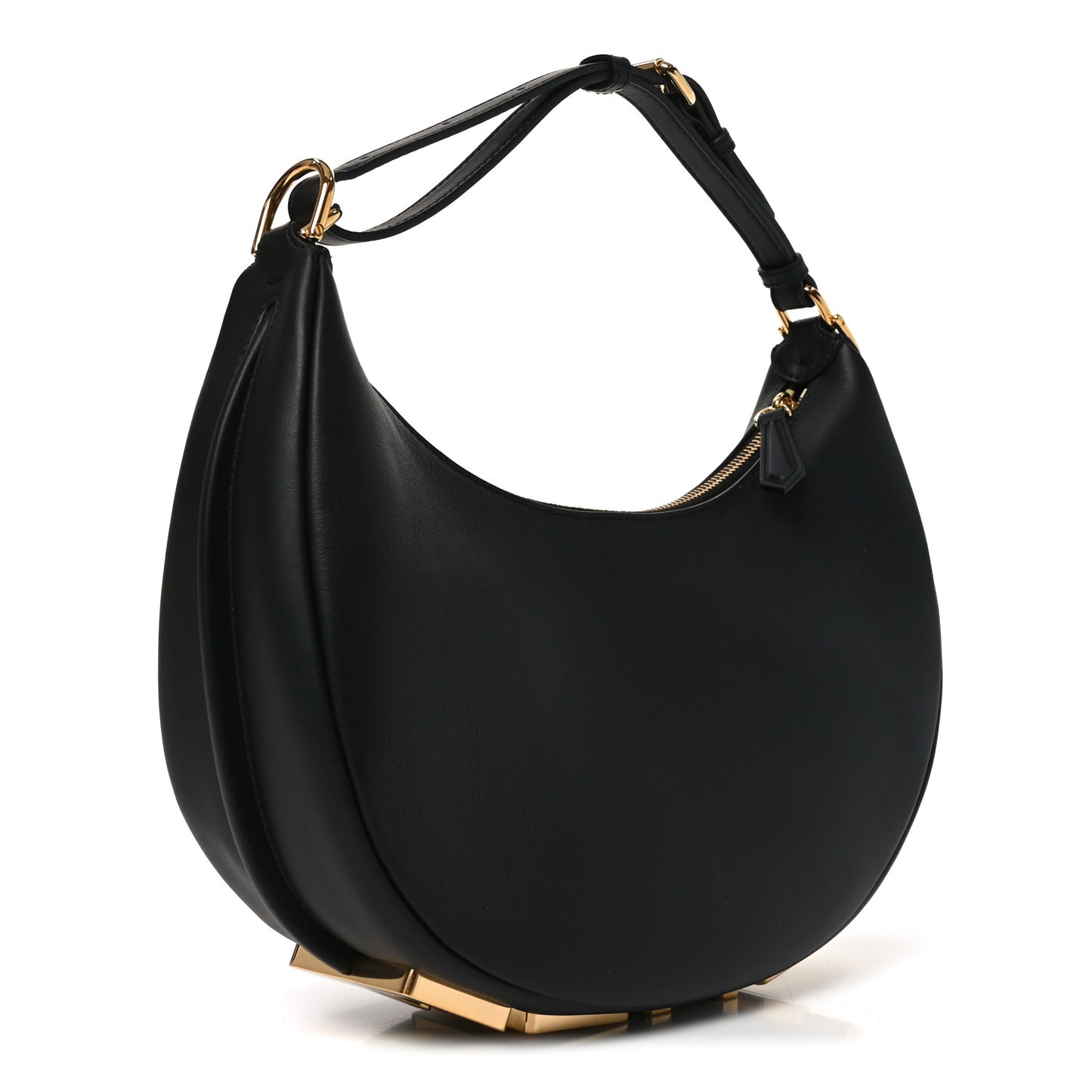 Vitello Grace Matte Small Fendigraphy Hobo Bag Black