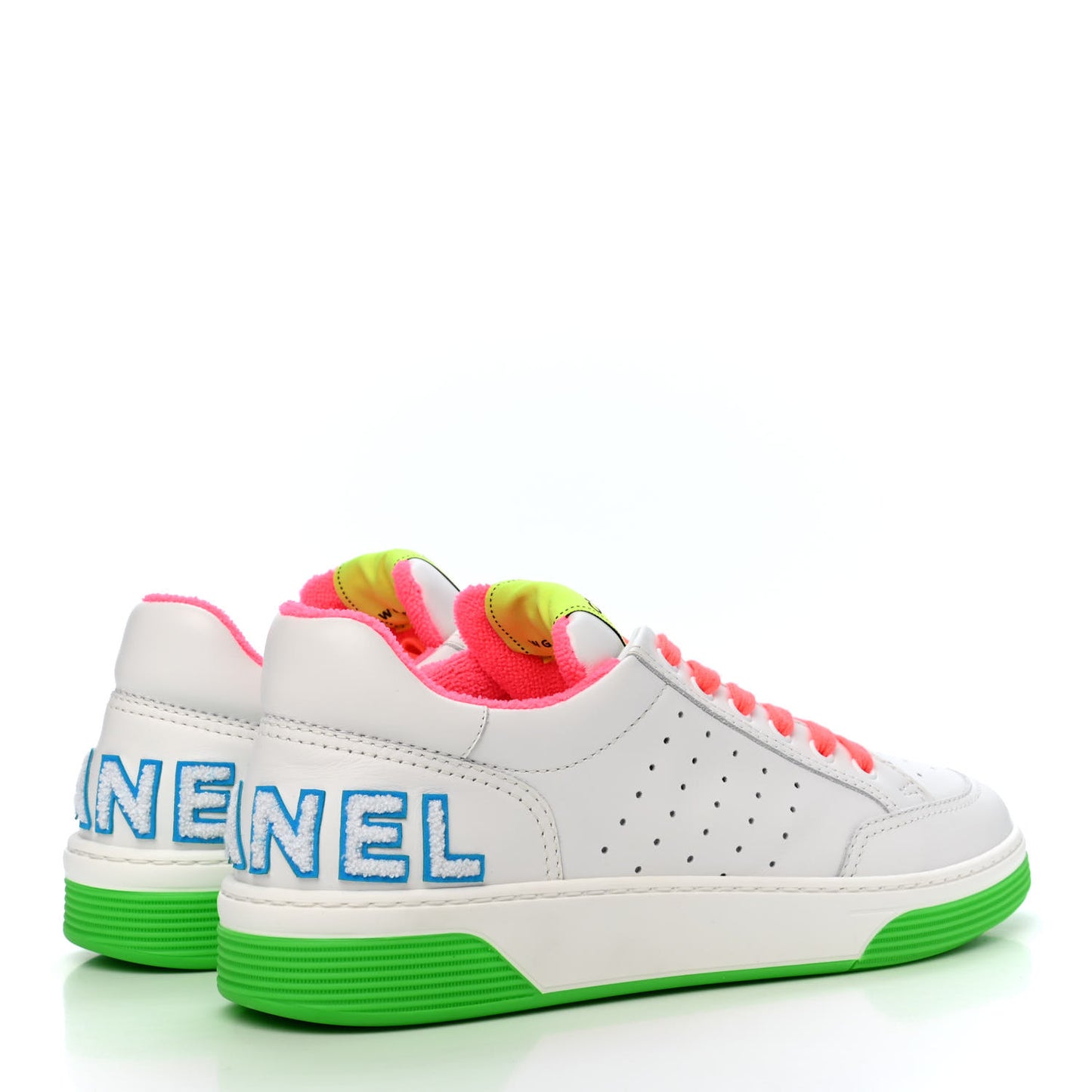 Calfskin Mens Logo Sneakers 43 White Multicolor
