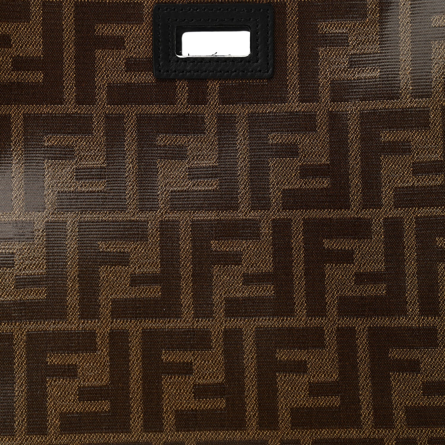 Fendi Glazed Fabric Vitello Century FF 1974 Stamp Patch Mini Peekaboo Defender Cover Mogano Panna Black 8 of 10