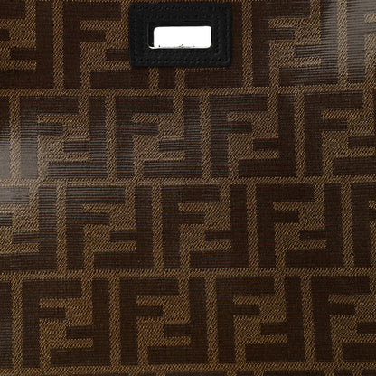 Fendi Glazed Fabric Vitello Century FF 1974 Stamp Patch Mini Peekaboo Defender Cover Mogano Panna Black 8 of 10