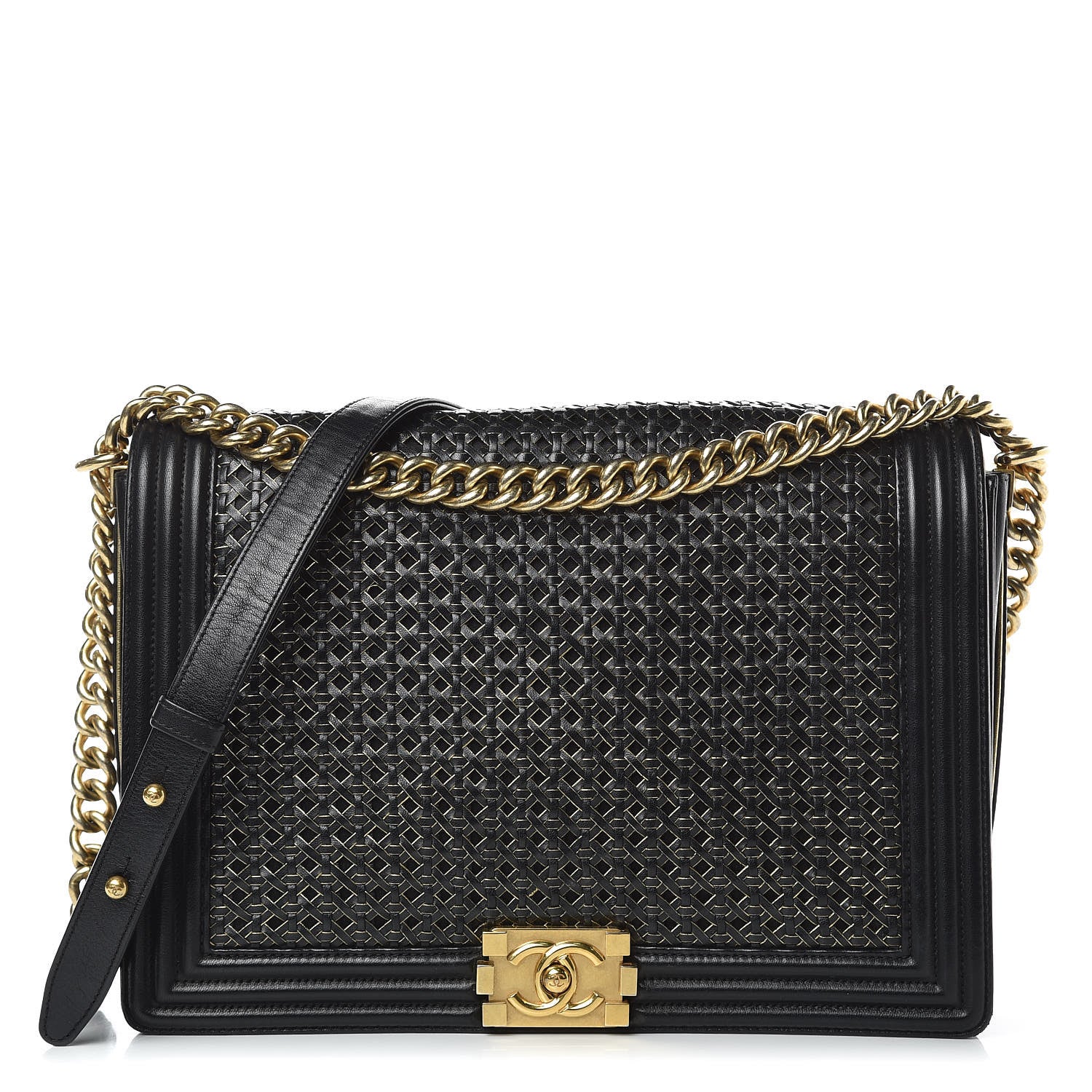 Chanel Braided Sheepskin Large Boy Reverso Flap Black 1 of 13