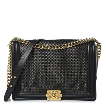 Chanel Braided Sheepskin Large Boy Reverso Flap Black 1 of 13