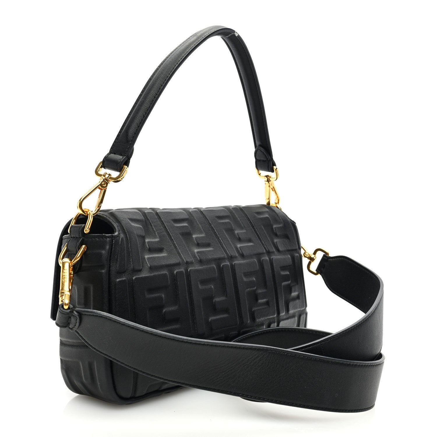 Fendi Nappa FF 1974 Embossed Baguette Black 3 of 10