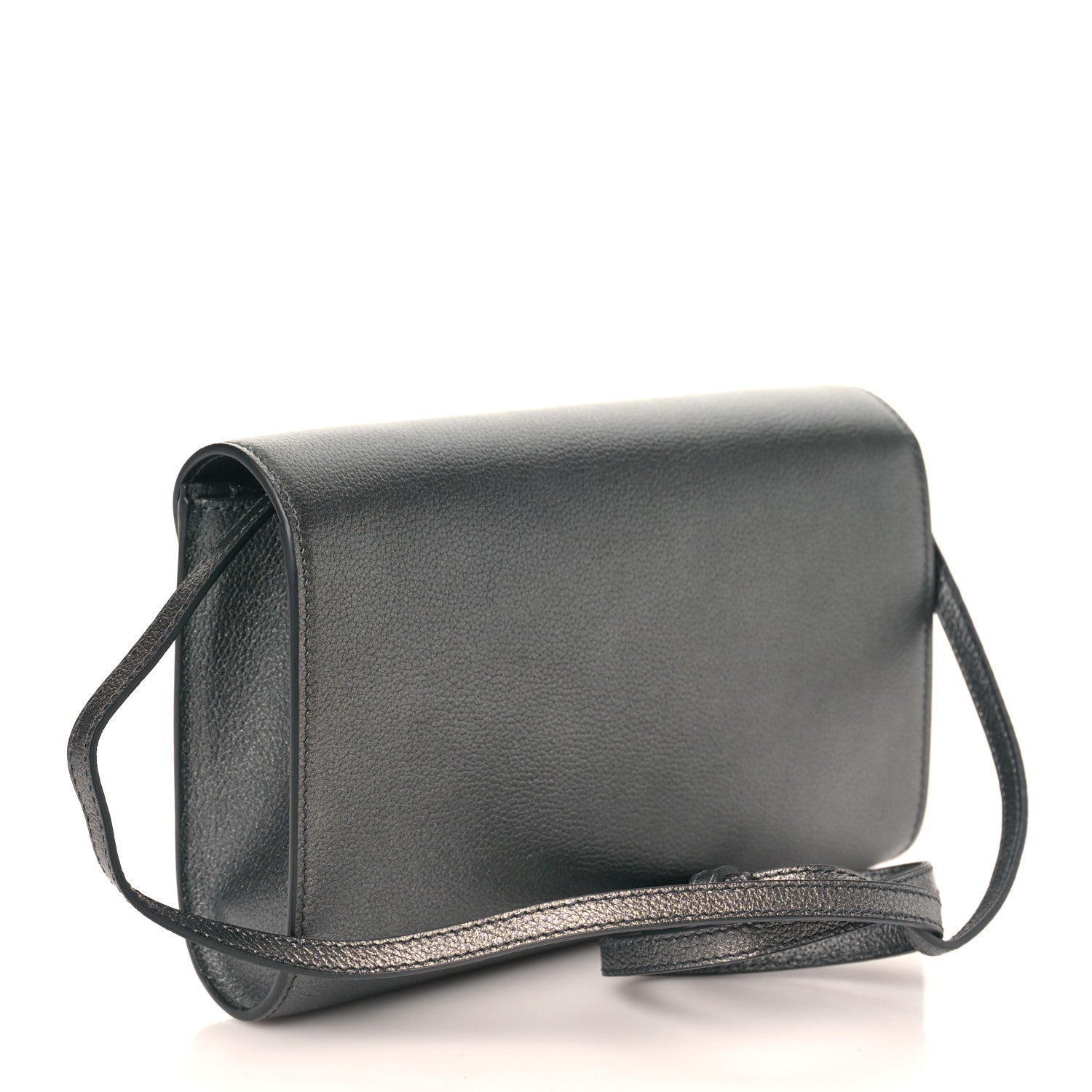 Versace Metallic Grained Calfskin La Medusa Wallet On Strap Gunmetal 2 of 7
