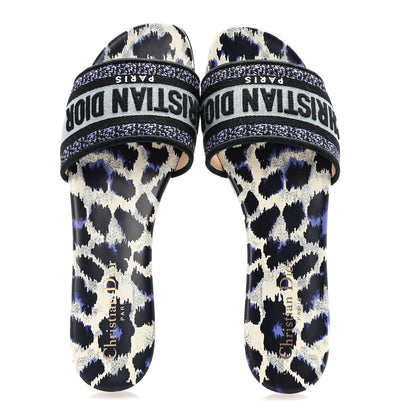 Christian Dior Canvas Mizza Embroidered Dway Mules Slide Sandals 38.5 Ocean 2 of 10