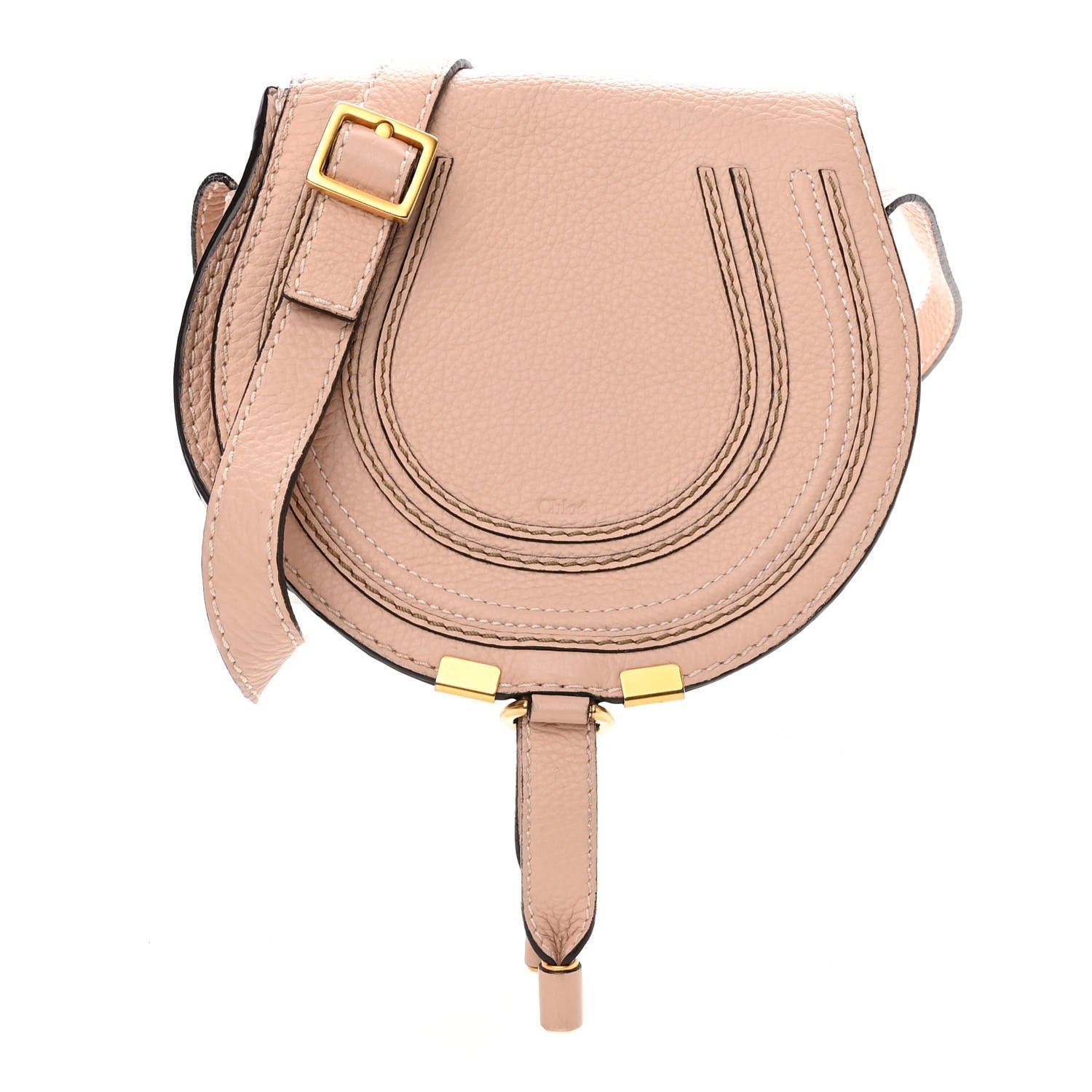 Chloe Grained Calfskin Small Marcie Saddle Bag Anemone Pink 2 of 22