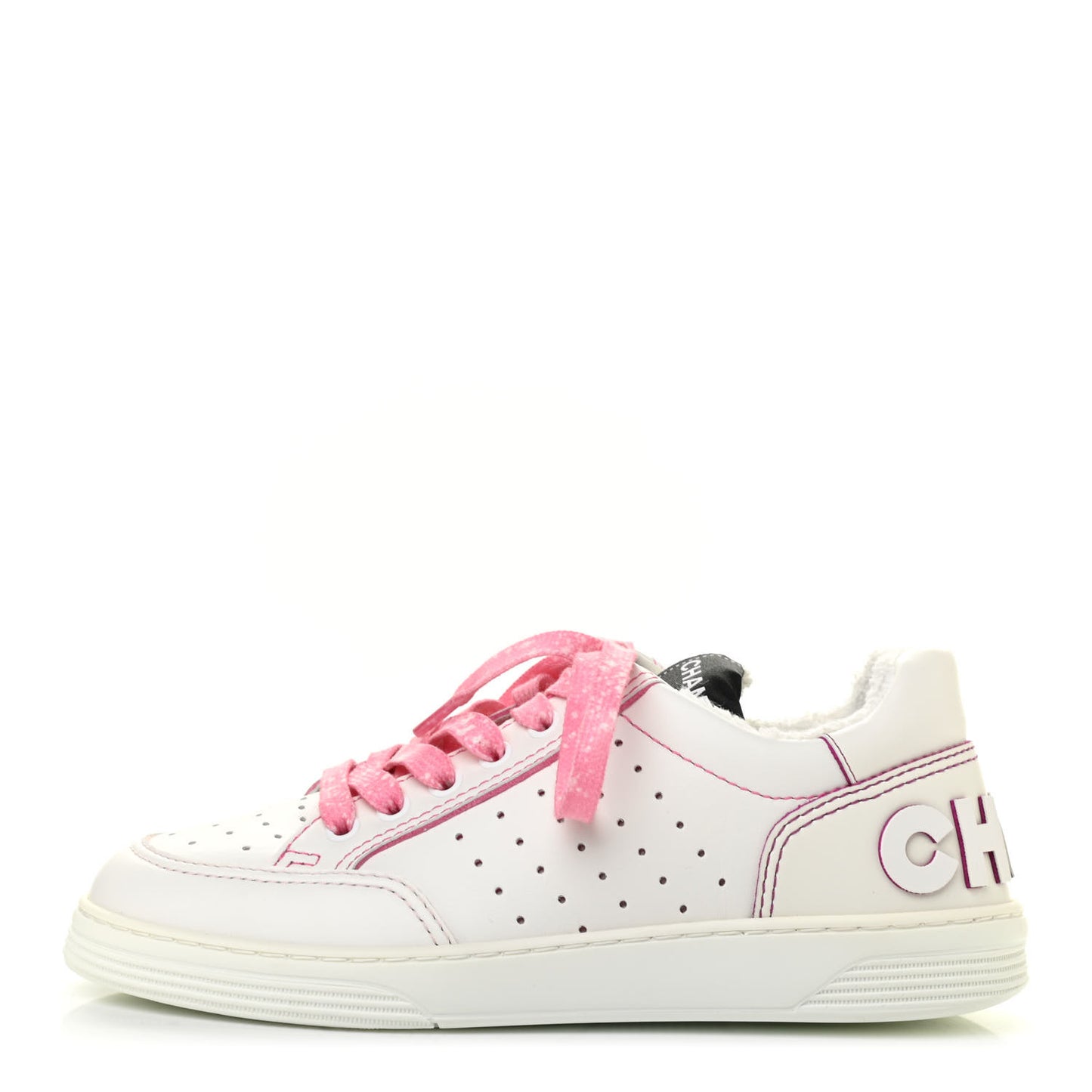 Calfskin Womens Logo Sneakers 36 White Pink