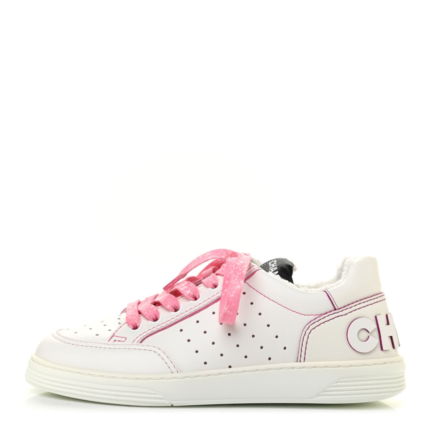 Chanel Calfskin Womens Logo Sneakers 36 White Pink 1 of 8