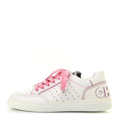 Chanel Calfskin Womens Logo Sneakers 36 White Pink 1 of 8