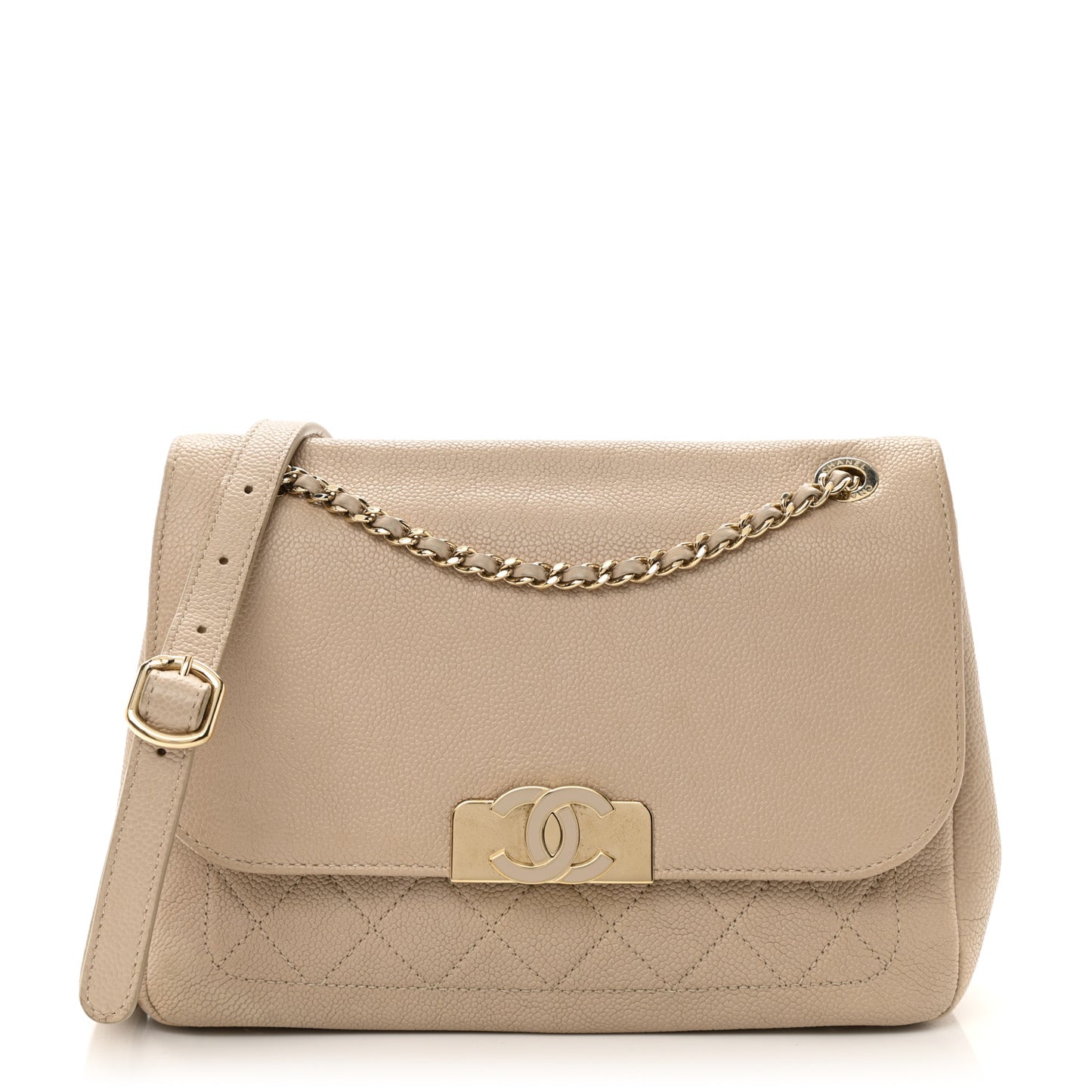 Caviar Small Flap Light Beige
