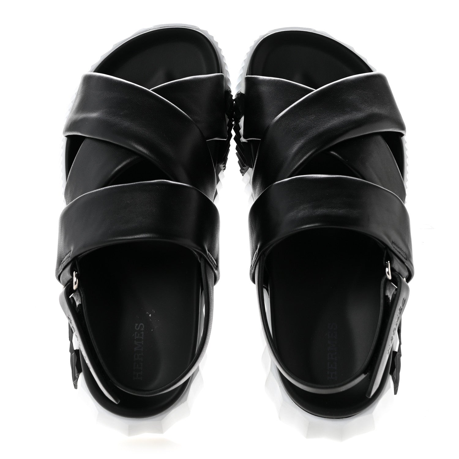 Hermes Calfskin Womens Electric Sandals 38.5 Black 2 of 10