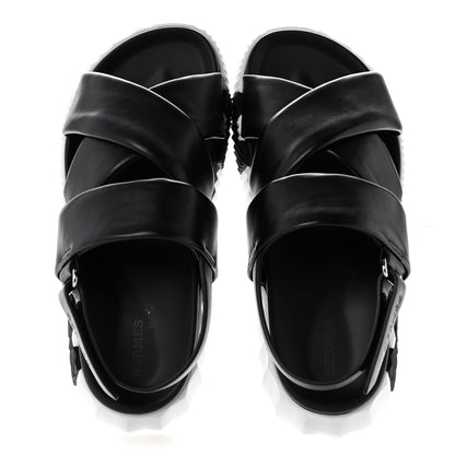Hermes Calfskin Womens Electric Sandals 38.5 Black 2 of 10