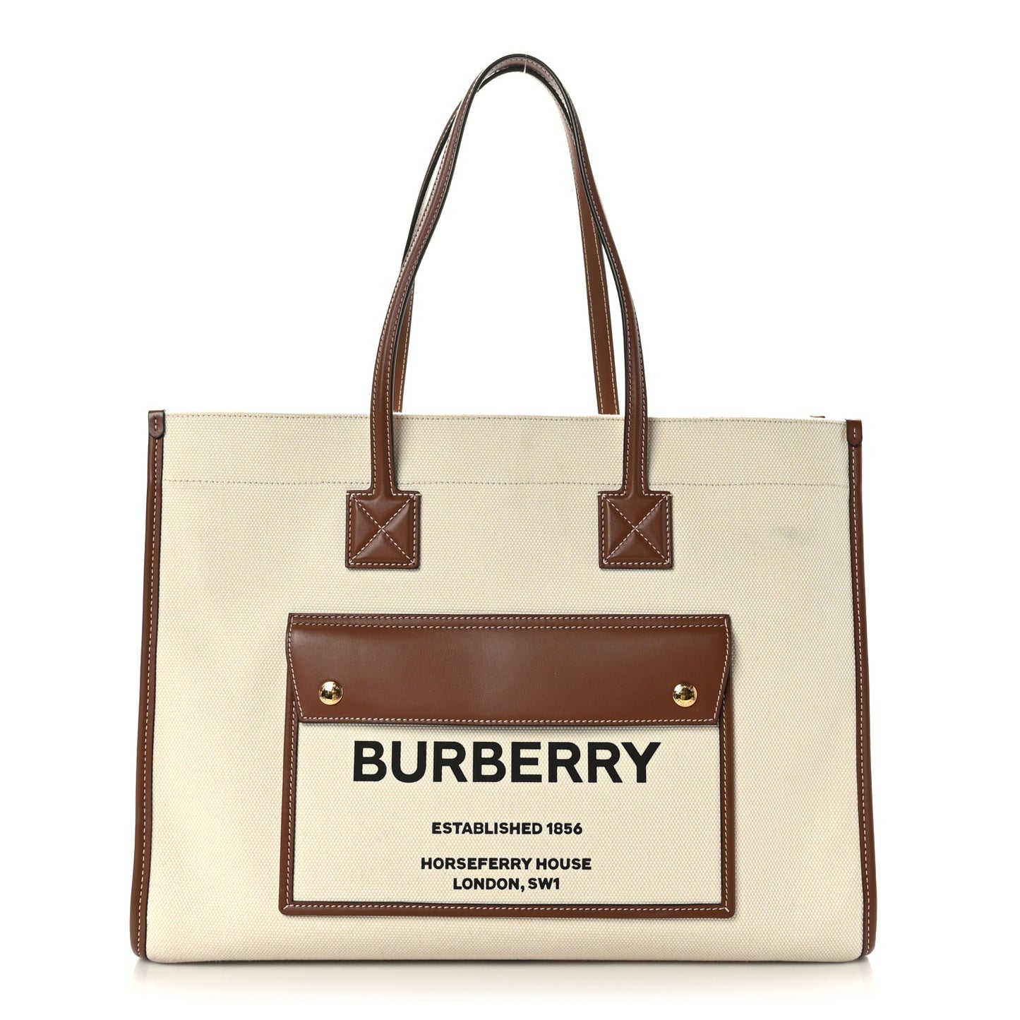 Canvas Smooth Calfskin Medium Two Tone Freya Tote Brown