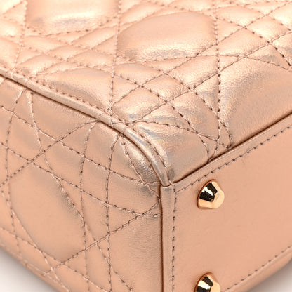 Christian Dior Metallic Lambskin Cannage Mini Lady Dior Gold Rose 14 of 15