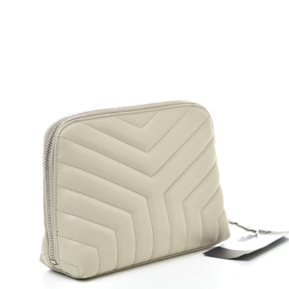 Saint Laurent Lambskin Matelasse Cosmetic Case Ivory 3 of 7