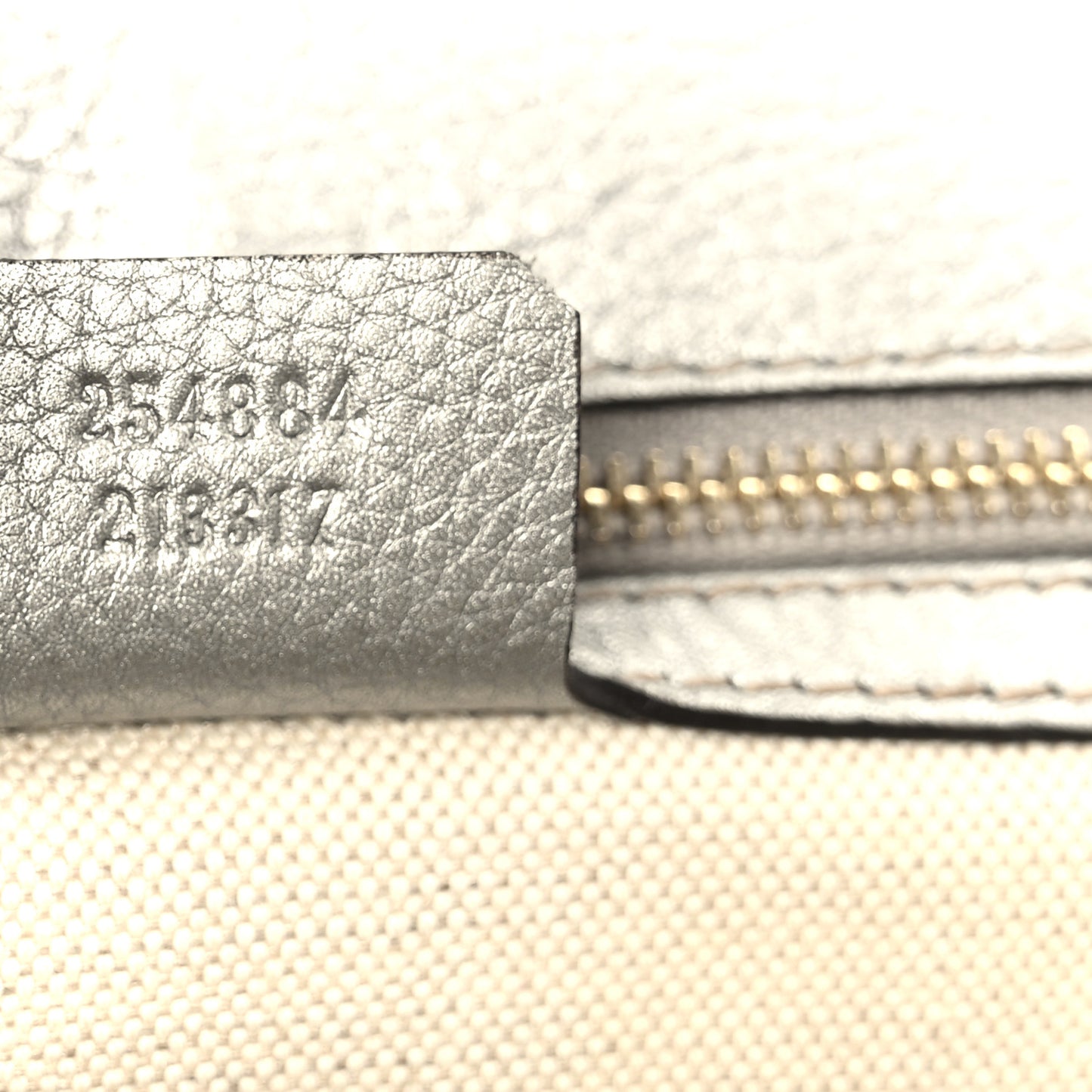 Monogram Metallic Calfskin Medium New Bamboo Top Handle Bag Silver Beige