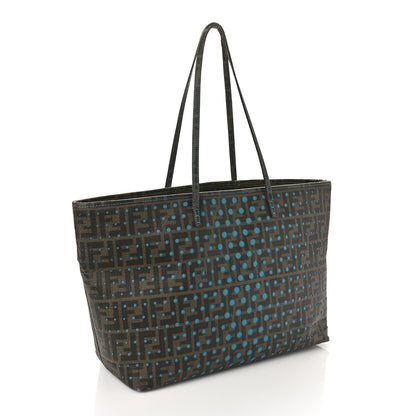 Fendi Zucca Spalmati Perforated Medium Roll Tote Tobacco Pavone 3 of 9