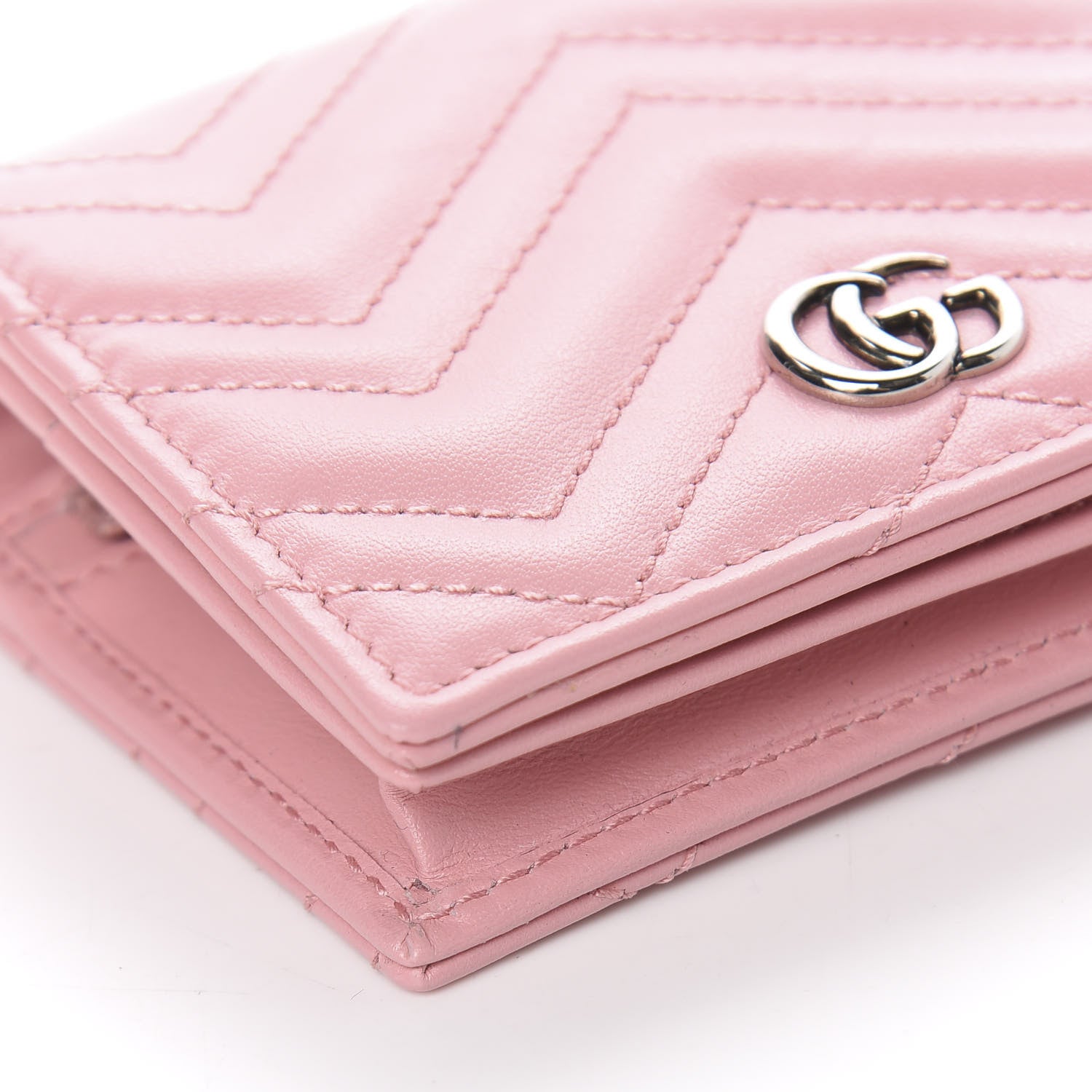 Gucci Calfskin Matelasse GG Marmont Mini Wallet On Chain Wild Rose 9 of 10