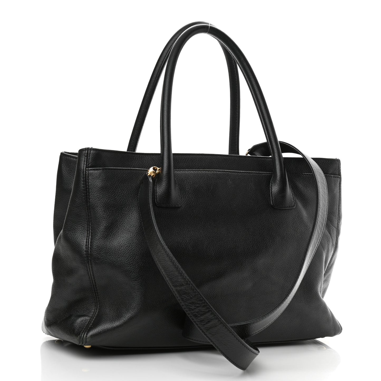 Calfskin Cerf Executive Shopper Tote Black