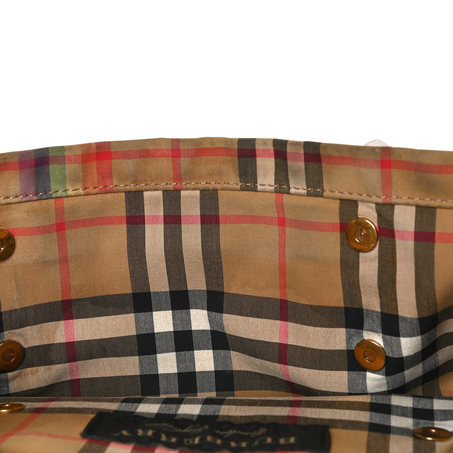 Burberry Vintage Rainbow Check Shopper Tote White 17 of 17