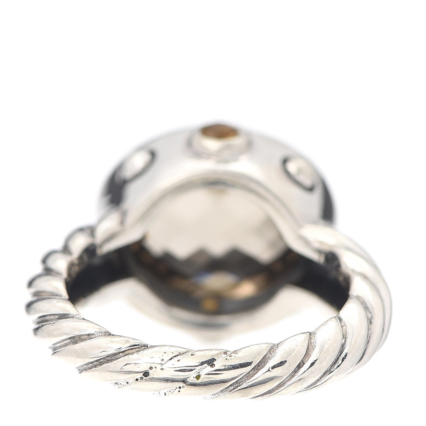 Sterling Silver Smoky Quartz Citrine 11mm Renaissance Ring 49 4.75