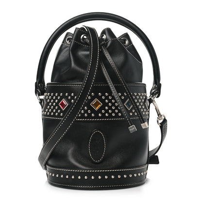 Saint Laurent Smooth Calfskin Studded Small Bahia Drawstring Bucket Bag Black Multicolor 1 of 9