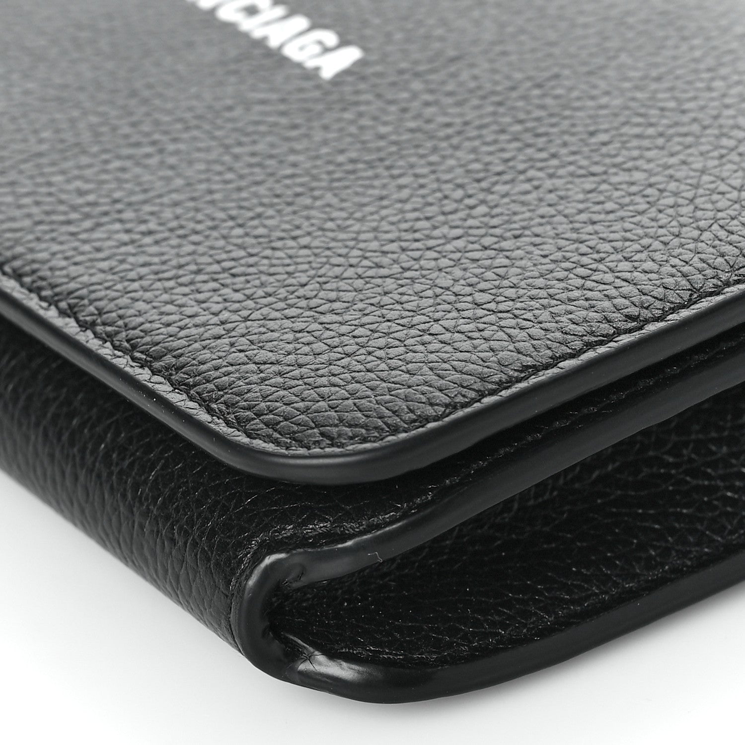 Balenciaga Grained Calfskin Logo Cash Phone Holder Wallet On Chain Black White 8 of 10